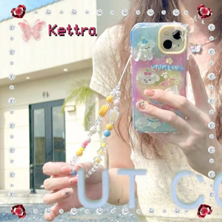 💜Kettra💜ขอบเต็ม ป้องกันการหล่น สไตล์สร้อยข้อมือ iphone 11 14 pro max เส้นขอบโปร่งใส ลูกสุนัข case for iPhone 12 131