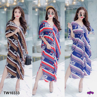 TW10333 Maxi Dress เดรสคอวีทรงปีก