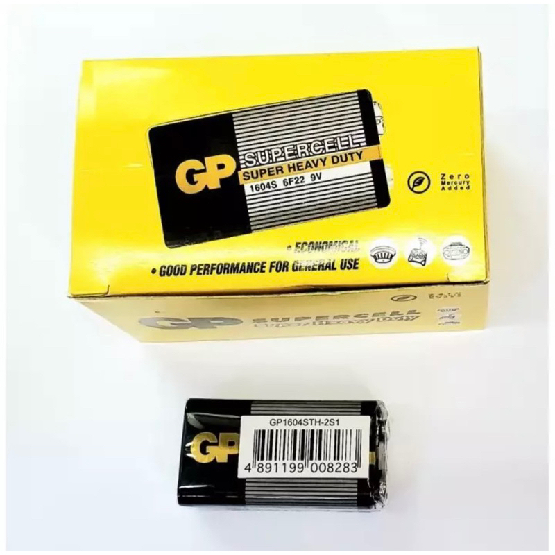 ถ่าน GP Supercell 6LR61 9V super heavy duty 1กล่อง10ก้อน ของแท้