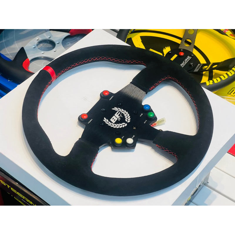 พวงมาลัย พวง BALLFIX GT 350 หนังกลับ ด้ายแดง พร้อมสวิท ใช้งานได้จริง พวงแข่ง พวงแต่ง พวงซิ่ง Elevo Racing Steering Wheel