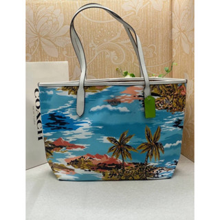 COACH CJ599 CITY TOTE WITH HAWAIIAN PRINT