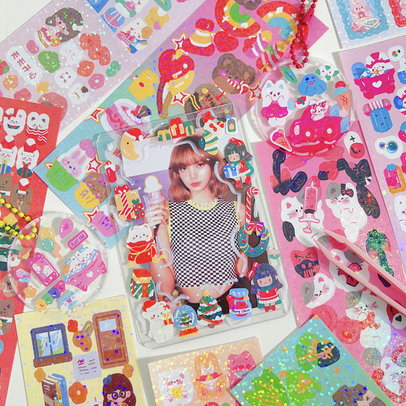 สติกเกอร์เลเซอร์ สีสวย ใช้ตกแต่งสมุดและสิ่งของ สติกเกอร์มีแบบpvcกันน้ำ สติกเกอร์แฟชั่น - รูปที่ 6