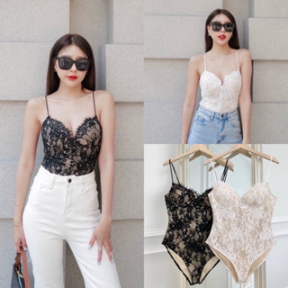 Classicsexy🖤🤍 Tag INTUON Bodysuit บอดี้สูทลูกไม้ ช่วงอกแต่งลูกไม่เบาๆบางๆ