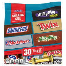 Minis Sharing Size ช็อกโกแลตรวม 5 ชนิด 1 ห่อ มี 30 ชิ้น น้ำหนัก 252.3 กรัม