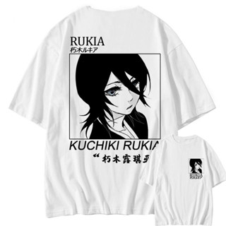 อะนิเมะเสื้อยืด BLEACH Gotei 13 Kuchiki Rukia อะนิเมะพิมพ์ super hot unisex ฝ้ายอินเทรนด์แขนสั้น