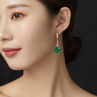 ต่างหูพลอย มรกต (สังเคราะห์) 12 x 16 mm. และ เพชร-cz เงินแท้ 925 ชุบทองคำขาว ต่างหูมรกต