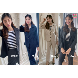 Vivian Blazer Set ชุด 2 ชิ้น (เสื้อสูท+กางเกง) ผ้านุ่มสปริงตัวสวย ใส่สบาย ไม่หนาไม่มีซับในนะคะ งานเนี๊ยบ เอวสูงหุ่นดี