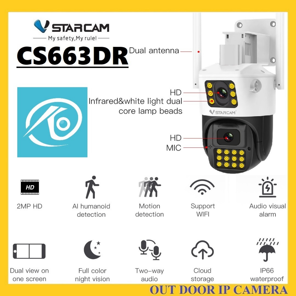 VSTARCAM CS663DR FULL HD 1080p 2.0MegaPixel iP Camera WiFi กล้องวงจรปิดไร้สาย (เลนส์กล้องคู่)