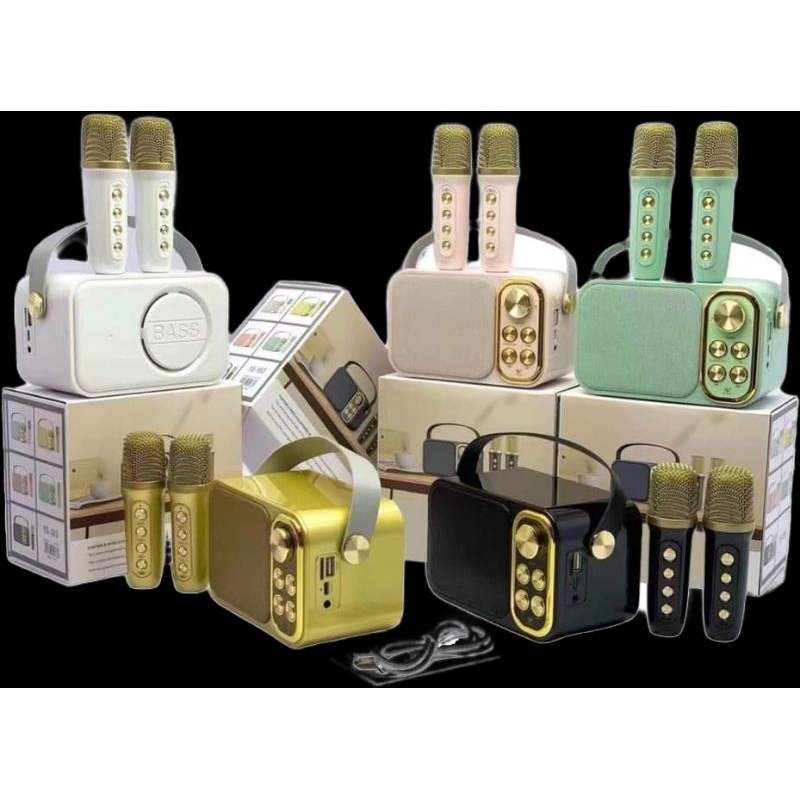 ลำโพงบลูทูธ Karaoke รุ่น YS-105 ขนาดพกพา พร้อมไมโครโฟนไร้สาย 2 ตัว