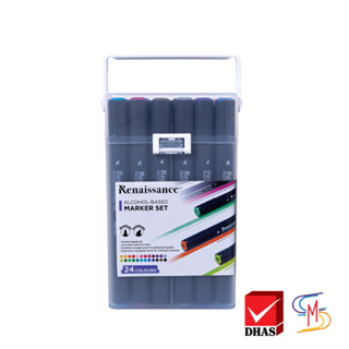 Renaissance ปากกา ปากกามาร์คเกอร์ ชุด 24 สี ในกล่อง PP Box จำนวน 1 ชุด