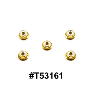 TAMIYA 53161 4mm ANODIZED ALUMINUM FLANGE LOCK NUTS (GOLD, 5 pcs.)