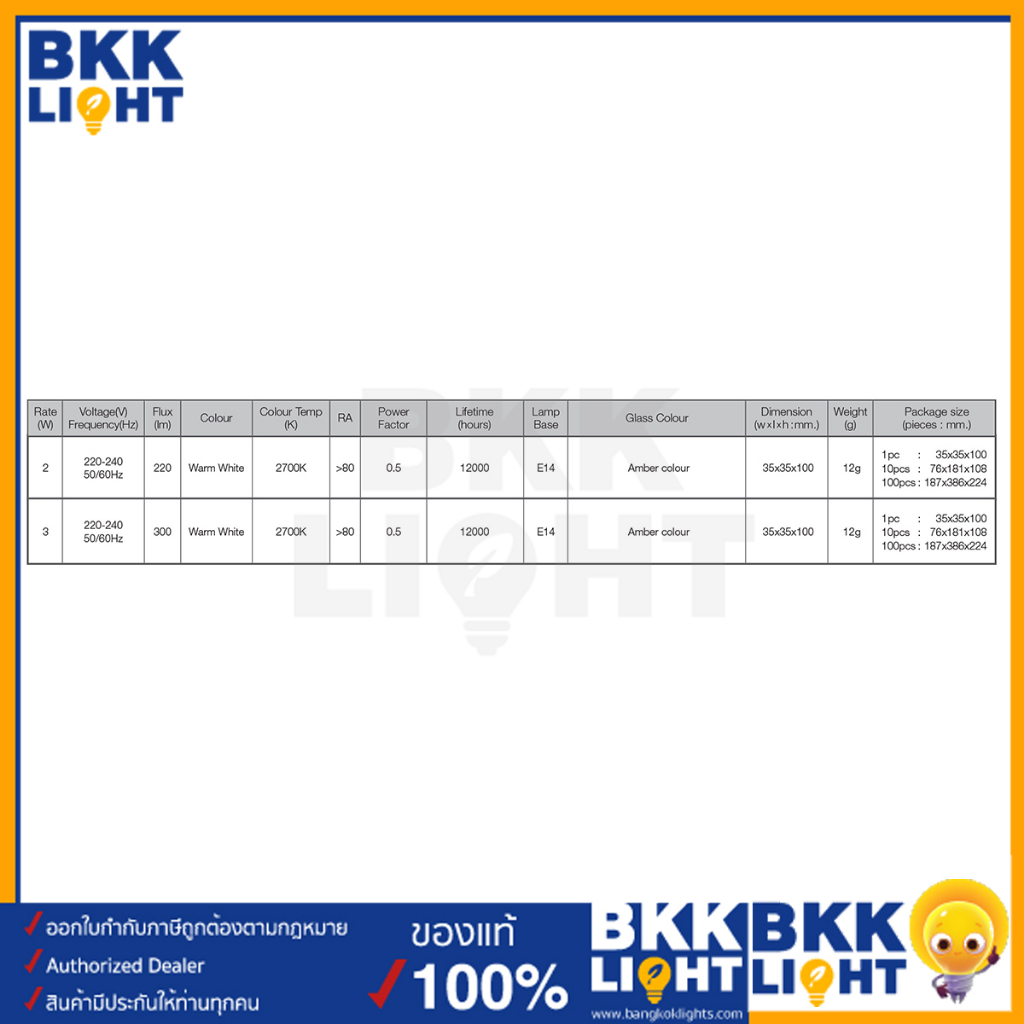 Lamptan หลอดไฟวินเทจ 3W LED Light Bulb Vintage รุ่น VIVID หลอดไฟจำปา ขั้ว E14 แสง 2700K หลอดไส้ - รูปที่ 2