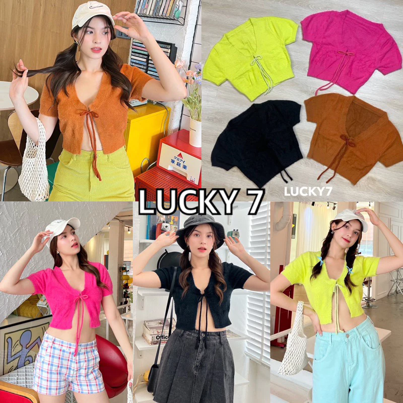 BY IRA (Z1522) jacs เสือไหมพรมแขนสั้น ขนมิ้ง ดีเททสายผูกโบว์มีกิมมิค ผ้านุ่มนิ่มมากจับแมทซ์ได้แบบแซ่บๆสวยๆ
