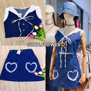 Sunflower.🌻 เสื้อยีนส์คอปกลายหัวใจ🐻