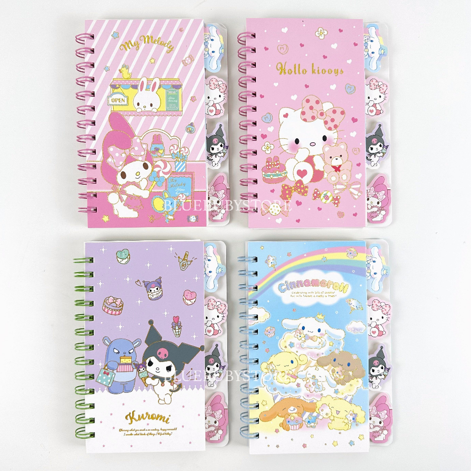 พร้อมส่ง สมุดโน้ต สันห่วง มีเส้น พร้อมที่แบ่งหน้า สมุดบันทึกน่ารัก ลายการ์ตูน Sanrio