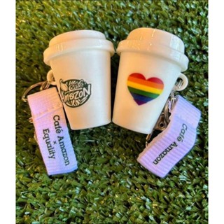 พวงกุญแจ cafe amazon สีขาว ของใหม่ อยู่ในถุง