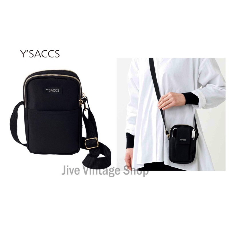 กระเป๋าสะพายใบเล็ก Y’saccs by Yohji Yamamoto ใช้เป็น crossbody สะพายข้าง น้ำหนักเบา ช่องการใช้งานเยอะ มือสองสภาพดี