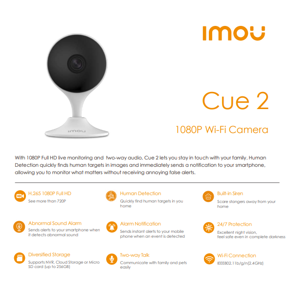 IMOU (A1 3MP/5MP , A2 3MP/5MP ,  Ranger2C 3MP/5MP , Rex 2D 3MP/5MP , Cue2)  H265 Full HD ภายในเท่านั้น