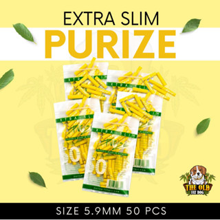 (50 ชิ้น) ก้นกรอง Purize Extra Slim 5.9mm. ก้นกรองชาโคล ก้นกรองคาร์บอน สีเหลือง