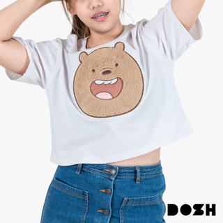 DOSH WOMENS CROPPED T-SHIRTS WE BARE BEARS เสื้อยืดทรงครอปสั้น ผู้หญิง DBBWT1023-GY