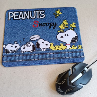 mousepad (mouse pad) แผ่นรองเม้าส์ ทรงเหลี่ยม ขนาด 10x8 นิ้ว เนื้อหนา ลาย สนูปี้ SNoopy สนู๊ปปี้