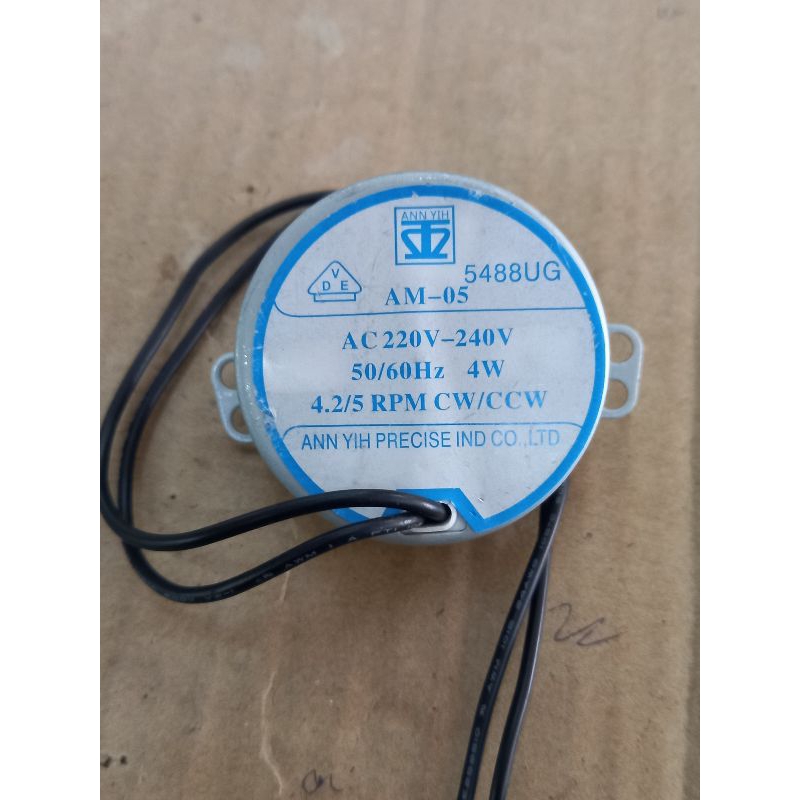 มอเตอร์​ส่ายพัดลม​# ฮาตาริ #AC220V-240VAC 4.2/5R​PM CW/CCW  บ่าต่ำ