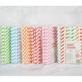 หลอดกระดาษ น้ำปั่น เเบรนด์ Paper Straws ขนาด 8mm×197mm Food Grade มาตรฐานจาก FSC บรรจุ100  ผู้ผลิตเจ้าเเรกในประเทศไทย