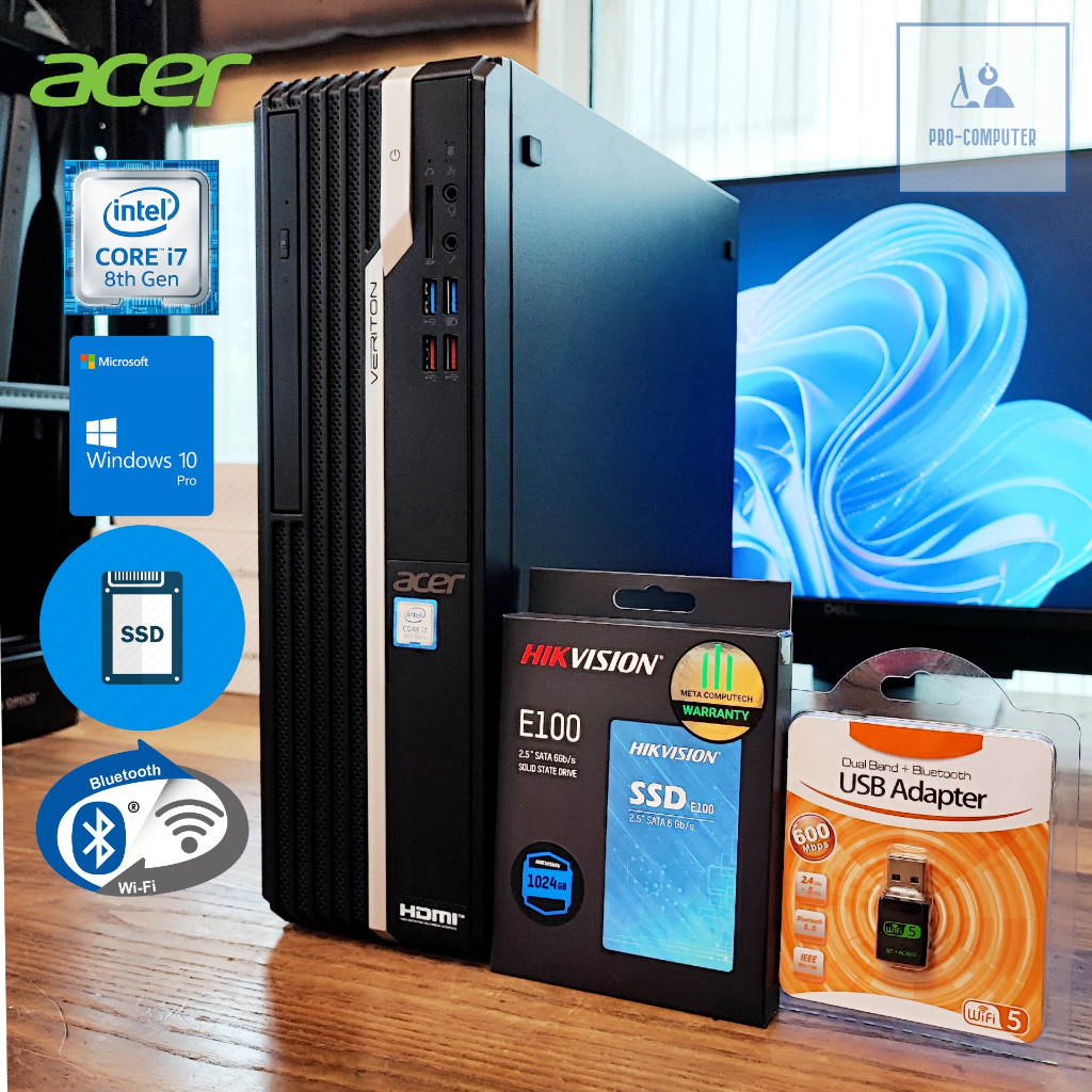 คอมพิวเตอร์ Acer Veriton X2660G - CPU Core i7-8700 Max 4.70GHz + SSD 1 TB พร้อมเชื่อมต่อ WiFi + บลูธ