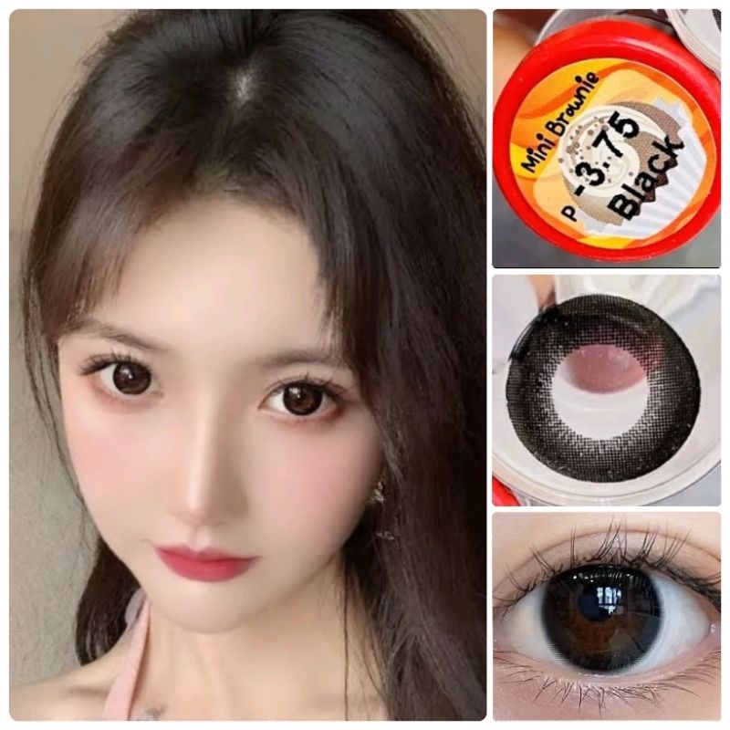 คอนแทคเลนส์ รุ่น Mini Brownie สีดำ/Black มีค่าสายตา (0.00)-(-10.00)