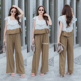 🌈🌿🌸🌺🌼🧡🤎🇰🇷 Frill Sleeveless Top&amp;Long Pant Set