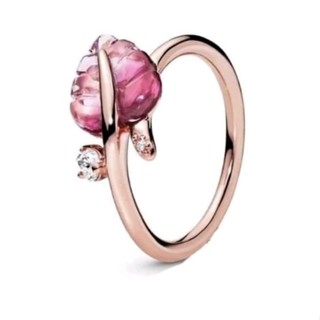 แหวน pink murano glass leaf ring มีกล่อง​ให้ค่ะ​ ไซร์ 54,56