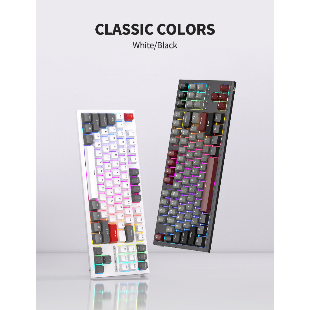 Rk ROYAL KLUDGE R87 คีย์บอร์ดเมคคานิคอล แบบใช้สาย RGB 80% USB เป็น C สําหรับ Mac Os