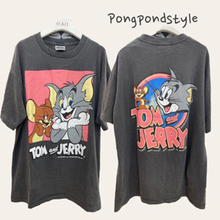 TOM&amp;JERRY⚡️เสื้อยืดผ้าฟอก bio Unisex Cotton 💯 งานใหม่ ทำเก่า ผ้าฟอกเฟดนุ่ม ไร้ตะเข็บข้าง สกรีนจม หน้าหลัง ⚡️⚡️