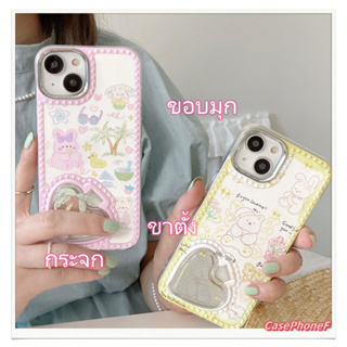 ✨ส่งของขวัญ✨เคส for iPhone 11 14 Pro Max Case for iPhone 12 13 ป้องกันการตก การป้องกัน สาวน่ารักหัวใจ กระจก ขาตั้ง