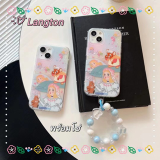 🌈Langton🌸ขอบเต็ม ป้องกันการหล่น สไตล์สร้อยข้อมือ iphone 11 14 pro max การ์ตูน สโนวไวท์ น่ารัก case for iPhone 12 13