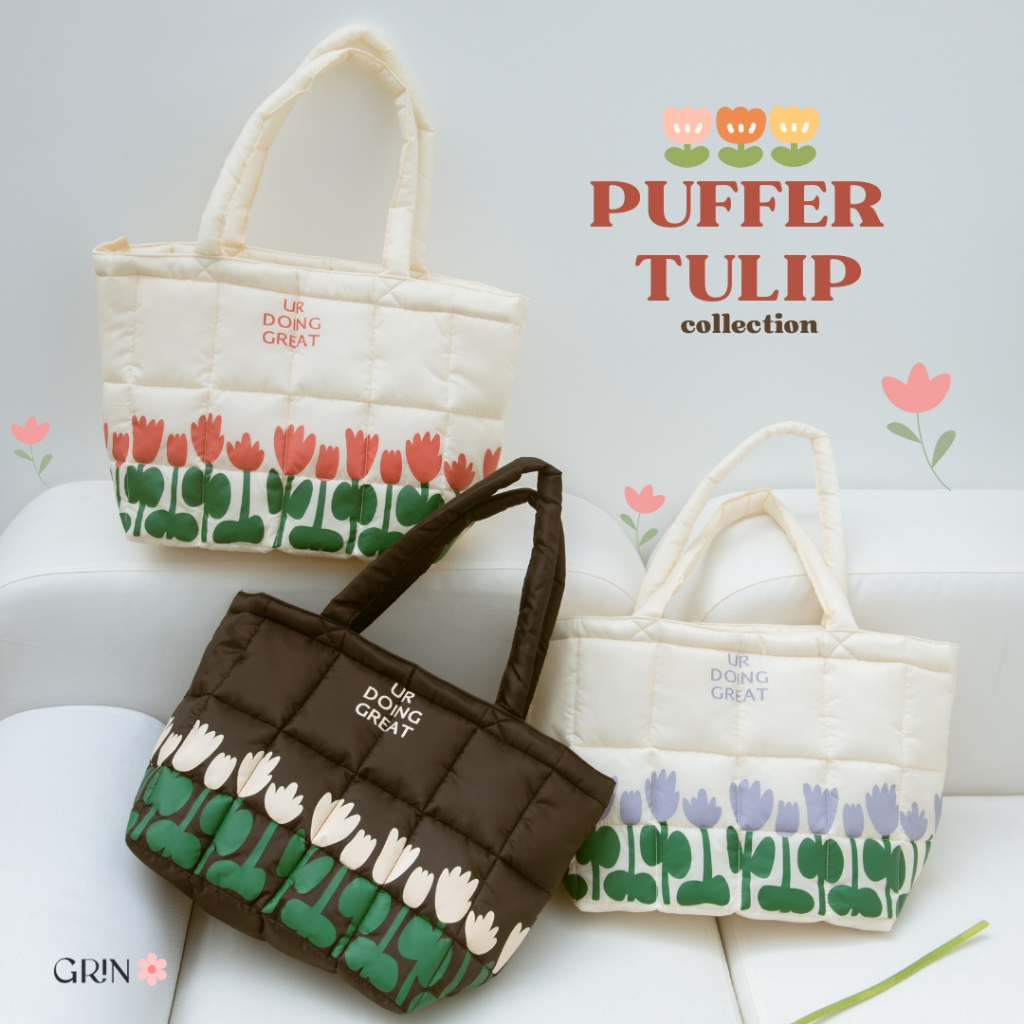 กระเป๋าผ้านุ่มนิ่ม Puffer Tote Bag, PUFFER FLORAL Collection