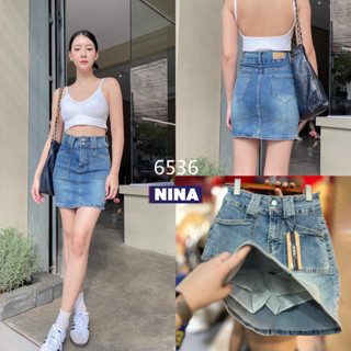 👖NN-ST🌟#6536 กระโปรงยีนส์สั้นทรงสอบ ผ้ายืดเยอะเว่อร์ เก็นหุ่นเก็บทรง งานเอวสูง กระเป๋าหน้าปะใช้งานได้จรืง