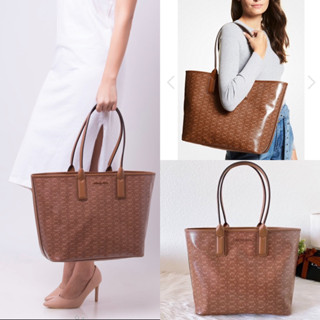 🎀 (สด-ผ่อน) กระเป๋าชอปปิ้ง 17.5 นิ้ว สีน้ำตาลลาย 35H1T2JT3C MICHAEL KORS JODIE LARGE LOGO JACQUARD TOTE BAG