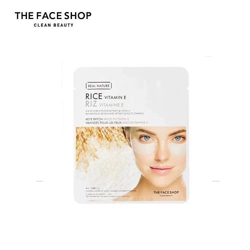 THE FACE SHOP REAL NATURE EYE PATCH RICE VITAMIN E มาส์กใต้ตา น้ำนมข้าว บำรุงผิวใต้ตา ให้นุ่มเด้งอิ่มฟู ลดริ้วรอย