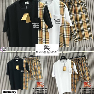 ชุดเซท Burberry  🏷️ เสื้อยืด + กางเกงขาสั้น 🩳 Hiend 1:1 cotton 💯