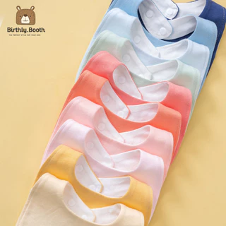 ผ้ากันเปื้อนเด็ก ทรงไข่ Bibs สีพื้น Minimal [พร้อมส่ง] ผ้าซับน้ำลายเด็กCottonมีกระดุมติด ซับน้ำได้ดี