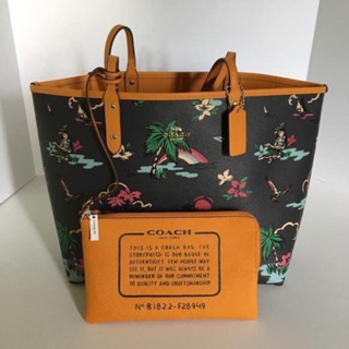 REVERSIBLE CITY TOTE WITH SCENIC HAWAIIAN PRINT (COACH F28949)