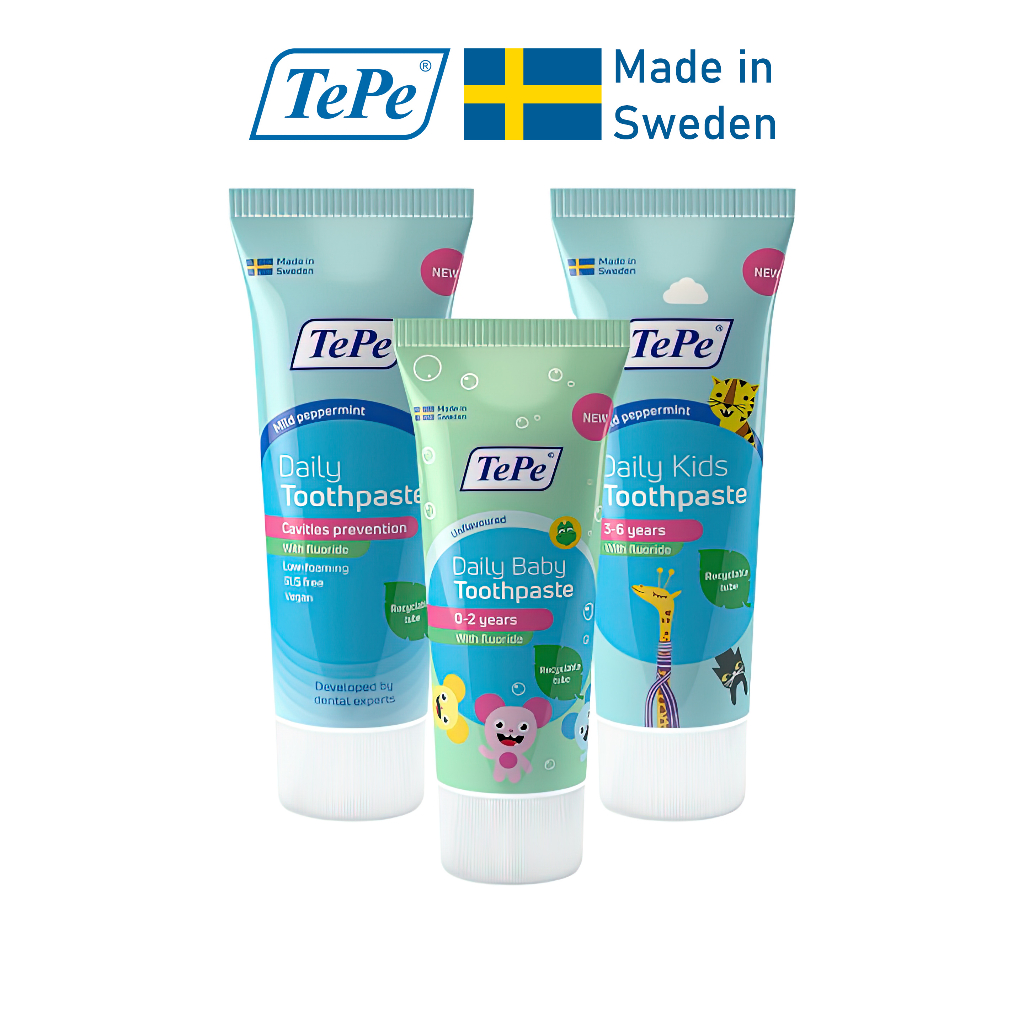 TePe Daily Toothpaste – Baby, Kids & Adults | Made in Sweden | ยาสีฟัน TePe สำหรับทุกวัย – เด็กทารก เด็ก และผู้ใหญ่