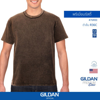 GILDAN® OFFICIAL เสื้อยืด GILDAN 76R00 คอกลม แขนสั้นพรีเมี่ยมรัสตี้  Rusty Premium สีดำส้ม R36C