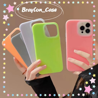 🌷Braylon🌷ขอบเต็ม ป้องกันการหล่น iphone 11 14 pro max วัสดุซิลิโคน สไตล์พื้นฐาน สีทึบ เรียบง่าย case for iPhone 12 13