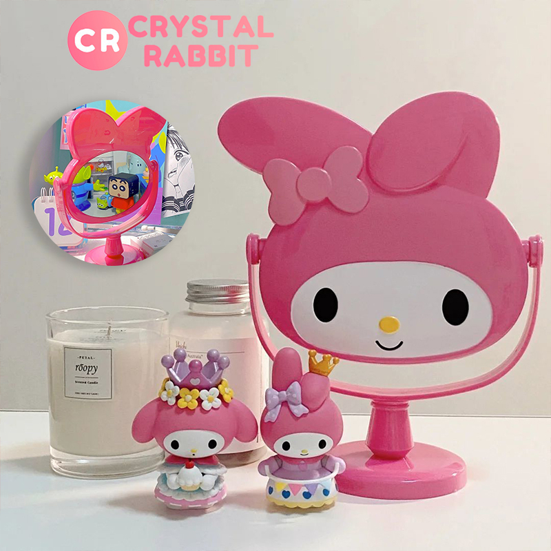 CRYSTAL RABBIT Hello Kitty กระจกตั้งโต๊ะ + กล่องเก็บแปรงแต่งหน้า หลอดเก็บแปรง กระจกแต่งหน้า