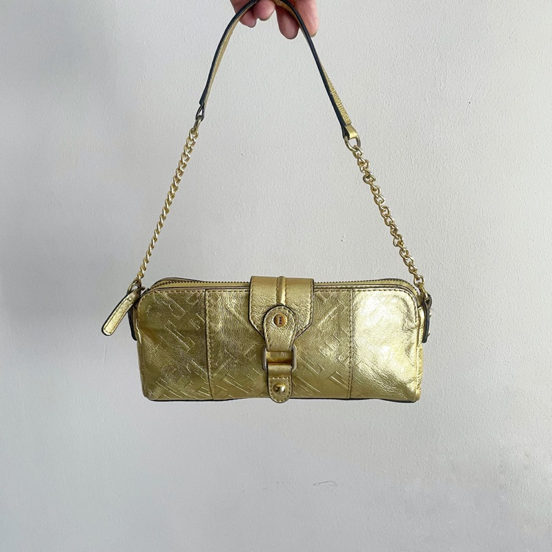(used)ELLE gold crossbody bag