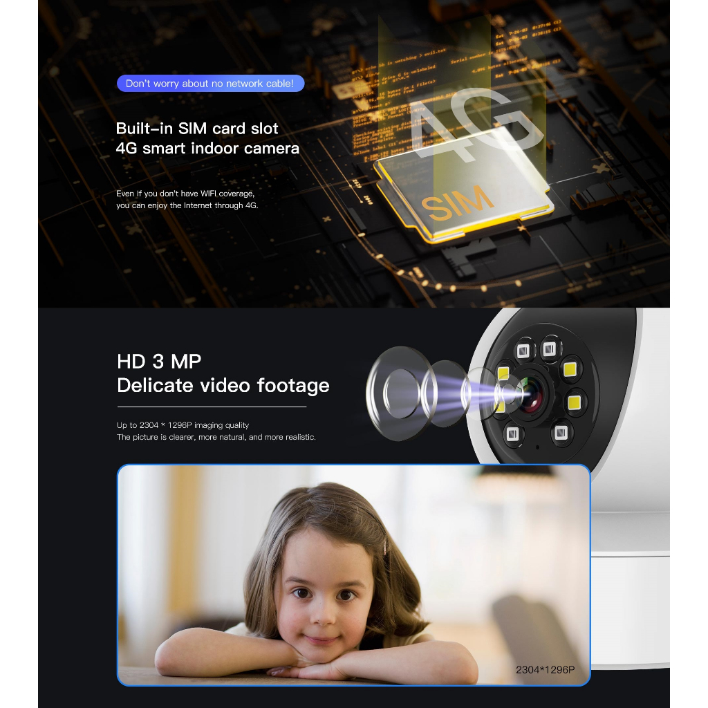 VSTARCAM CG49L 4G LTE SiM SUPER HD 1296p 3.0MP iP Camera กล้องวงจรปิดใส่ซิม รองรับซิมทุกเครือข่าย