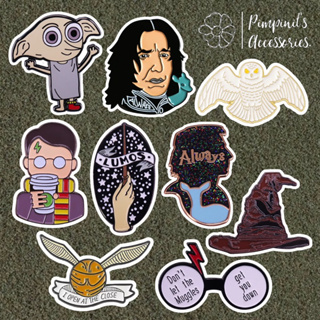 ʕ •ᴥ•ʔ ✿ พร้อมส่ง : เข็มกลัดลายแว่นตา,พ่อมดและลูกโกลเด้นสนิช | Glasses, Wizard &amp; Golden Snitch Enamel Brooch Pin Set.