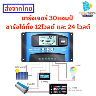 ชาร์จเจอร์ 30 แอมป์ 12V/24V Auto ใช้กับแผงโซล่าเซลล์ใช้ชาร์จแบตเตอร์รี่่ ชุดนอนนา